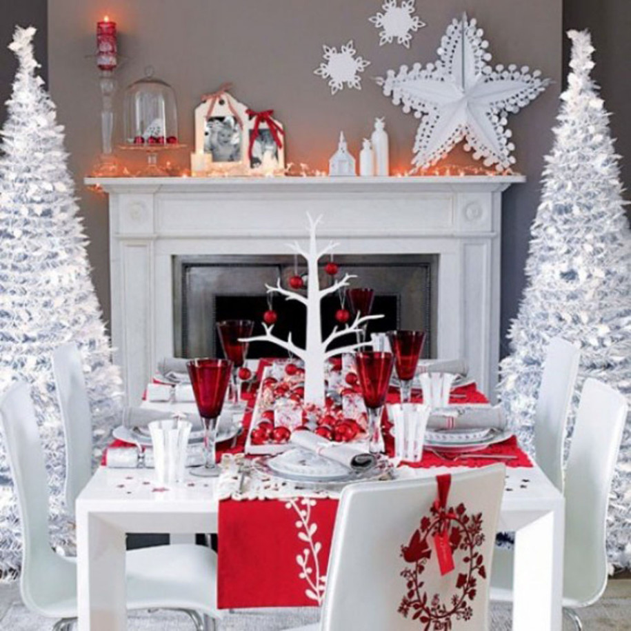 dining table holidays christmas tree red white decor aptdeco - Black Red White Christmas Decorations dining table holidays christmas tree red white decor aptdeco - Black Red White Christmas Decorations